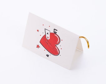 Valentines Day themed greeting card, 10x7 cm, Heart Label