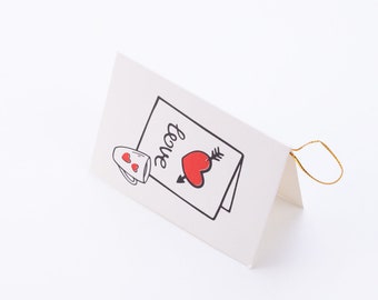 Valentines Day themed greeting card, 10x7 cm, Glass and Heart