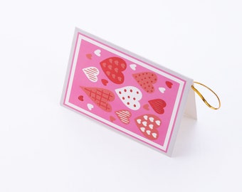 Valentines Day themed greeting card, 10x7 cm, Patterned Hearts