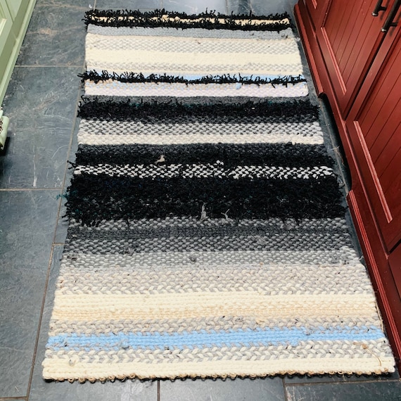Large Mixed Fiber Hand Woven Knit Rug 58