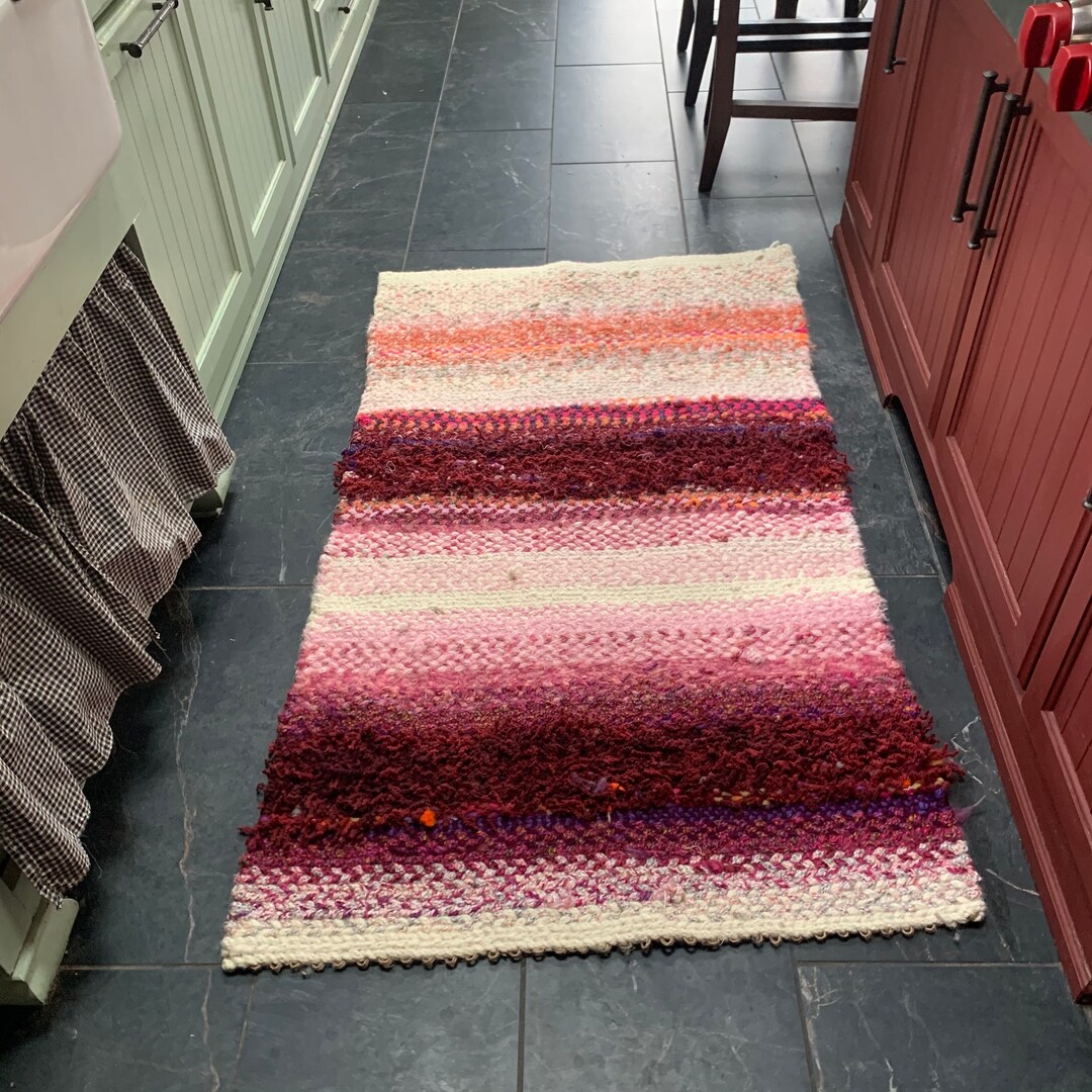 31x59 Rug Example Large Mixed Fiber Hand Woven Knit Rug 59