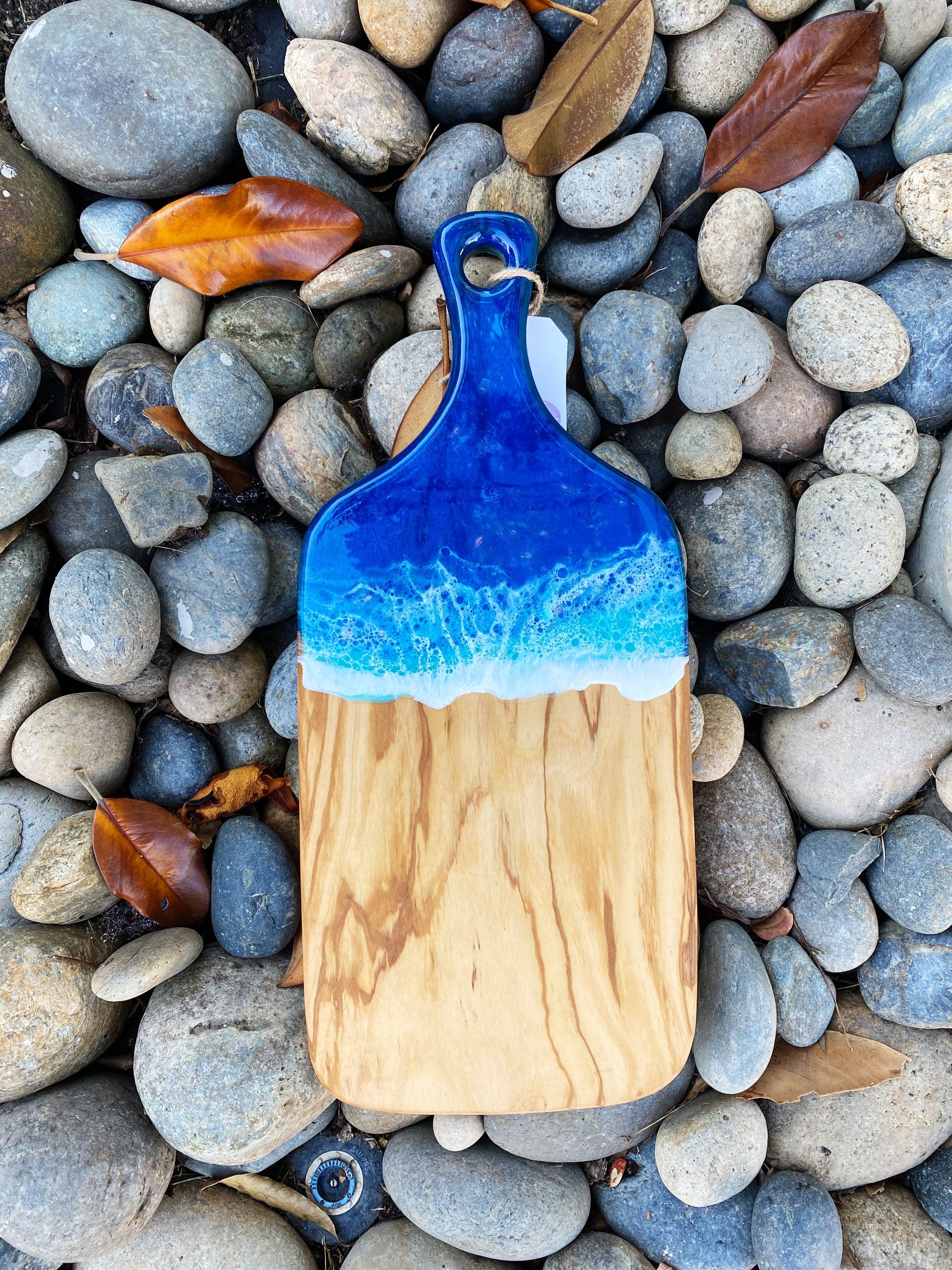 Olive Wood Resin Ocean Cheese Board