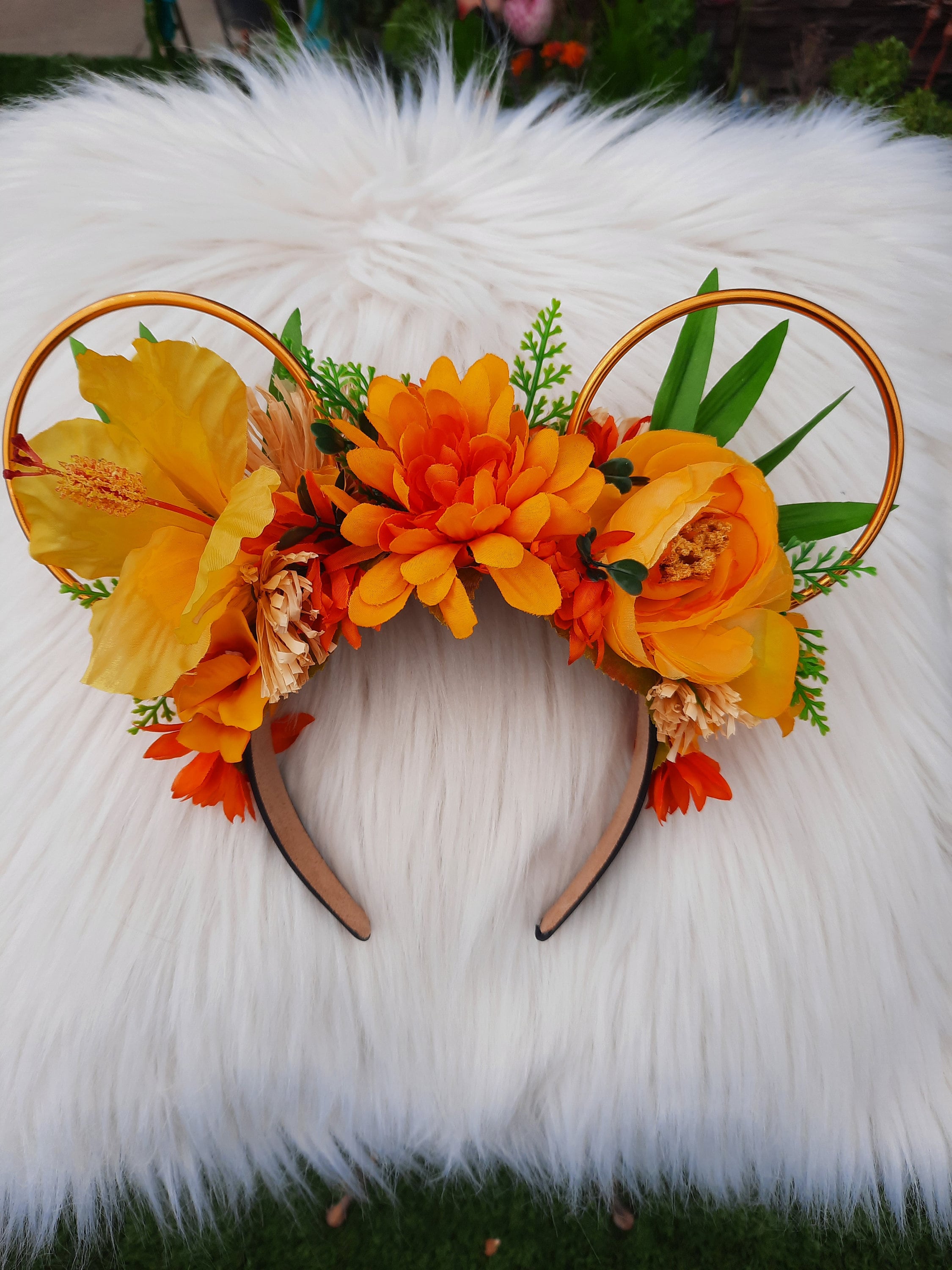 Disney ~ Hello Tropical Green Floral Headband Hawaiian Flower Crown Set - 3 Pcs Hawaii Floral Headband and  main image 4