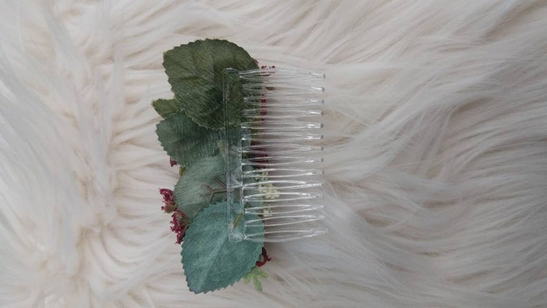 Bridal Floral Hair Comb Floral Hair Comp Burgundy Hair Comb Hair Pick Bridal Updo Hair Piece