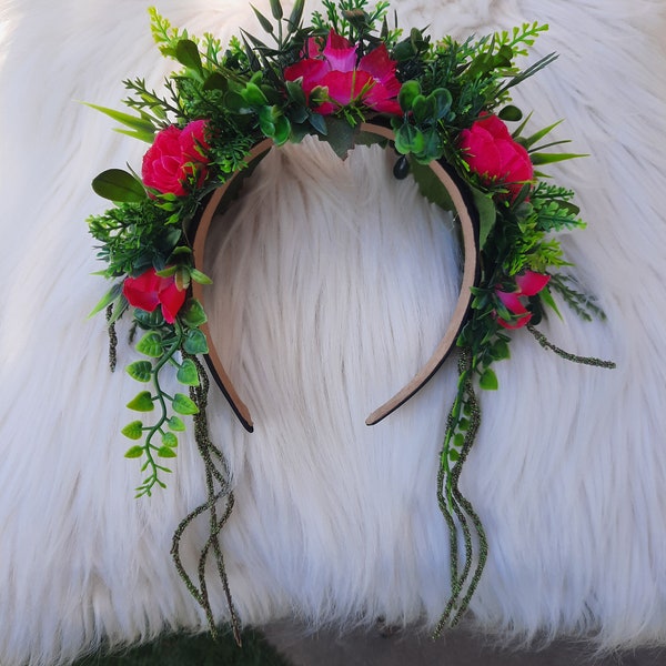 Mother Nature, Hawaiian, Te, Fiti, Flower Crown, Headband, Cosplay, Halloween, Greenery, Flowers