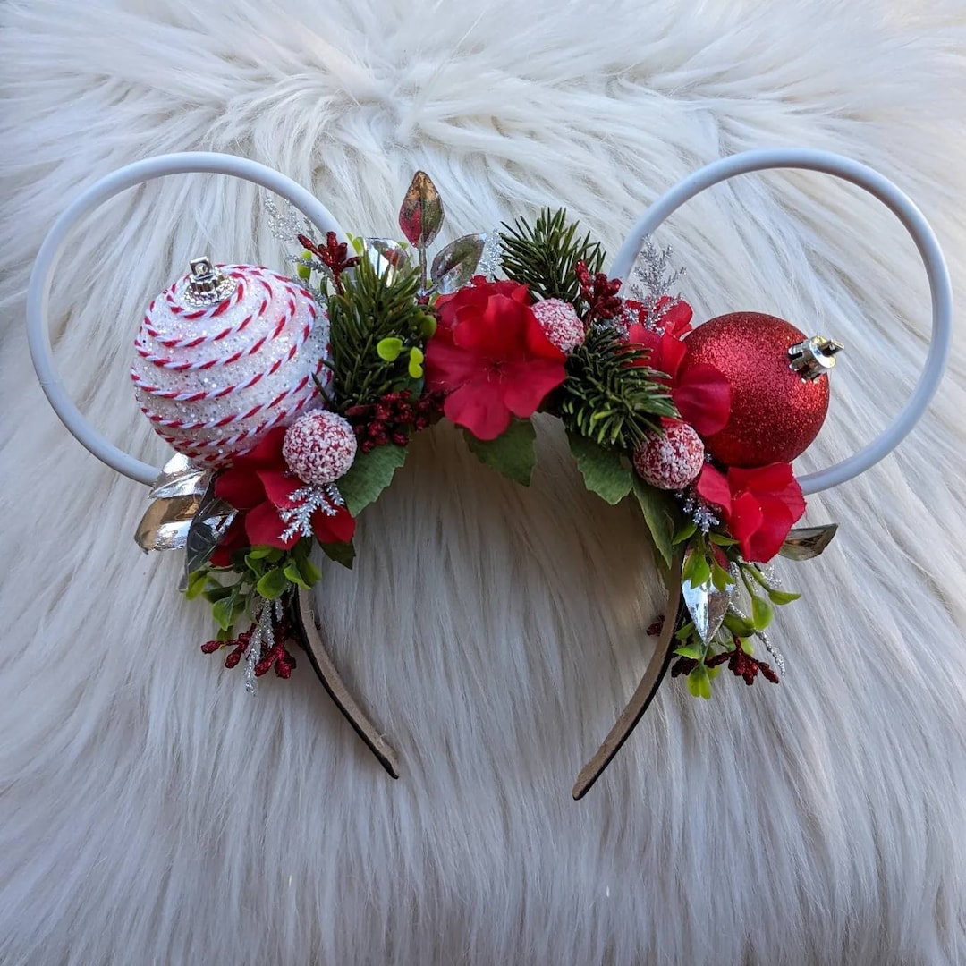 Christmas Disney Ears Inspired Floral Disney Ears Wire Flower Crown
