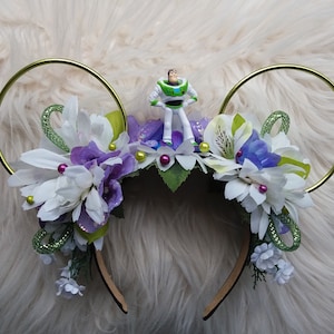 Buz Toy Disney Ears Inspired Floral Disney Ears Wire Ears Flower Crown Minnie or Mickey Mouse Headband Flower and Garden