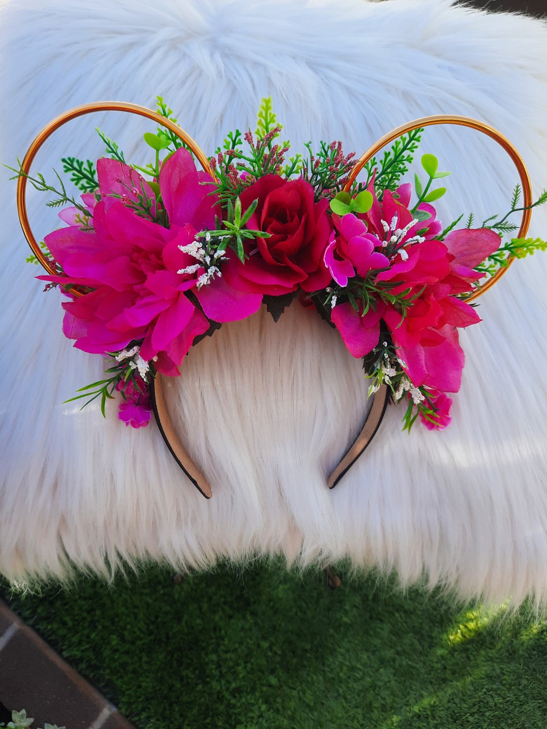 NEW Disney Wire Ears with Flower Crown Natural Polynesian Disney Inspired Floral Wire Ears Flower  main image 3