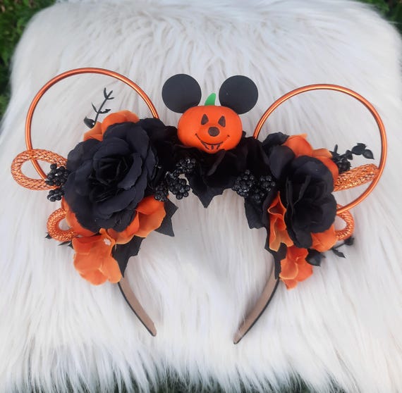 Halloween Pumpkin Disney Ears Inspired Floral Disney Ears  display picture 1