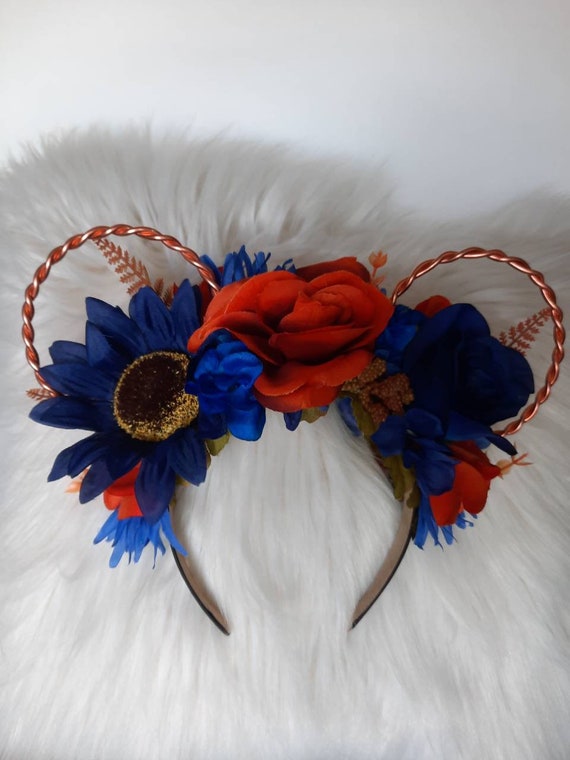 Disney Inspired Wire Ears Floral Flower Crown Minnie or Mickey