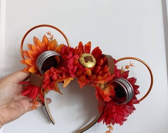 Warrior Women Disney Inspired Floral Wire Ears Flower Crown Minnie Mickey Mouse Headband Flower and Garden Festival