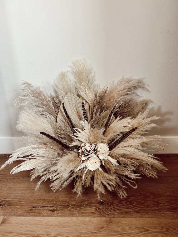 pampas grass floor arrangement, wedding aisle decor, rustic wedding, boho wedding archway, wedding floor arrangement, pampas grass decor