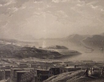 Golden Gate, (From Telegraph Hill), vintage, 1873, 11.5 x 9.25 inches, San Francisco, California, United States