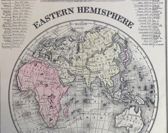 Western & Eastern Hemisphere World Maps from 1894 (Set of 2) by A.L. Smith, Original Prints, 12x15 inches