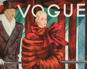 Vogue Fashion Cover October 15, 1933, High Quality Giclée Print 8 x 10.5 inches includes Mat 11x14 inches - Brand new from Conde Nast