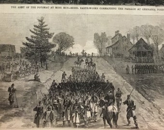 Original Military Print "The Army of the Potomac at Mine Run (3 Drawings) by A.R. Waud, Harpers Weekly, January 2, 1864, 11x16 in.
