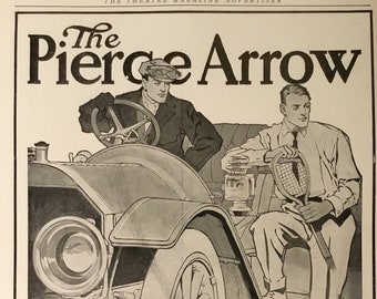 The Pierce Arrow Original Vintage Advertisement 9.75x13.5 inches from The Theatre Magazine, Jan 1910, (Very Rare and in Great Condition!)