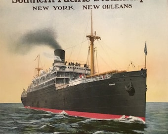 Southern Pacific Steamships Original Vintage Advertisement 9.75x13.5 inches from The Theatre Magazine Advertiser, Feb 1909, Great Condition!