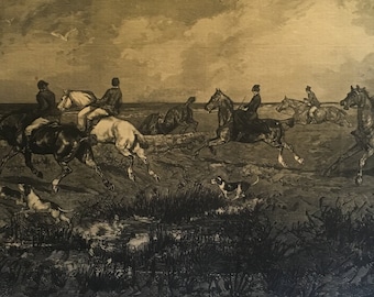 A Fox-hunt on the Newport Downs, drawn by George Inness, Harpers Weekly, October 14, 1882, 11 x16 in. Excellent Condition!