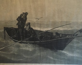 Lost in the Fog on the Banks of Newfoundland, Drawn by M. J. Burns, November 1879, 11 x 16 inches.