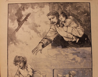 NYC "The Tenement House Fire on 1st Avenue on the Morning of May 3rd"Frank Leslie's Ill. Newspaper,May 16, 1885,11x16in.,Excellent Condition