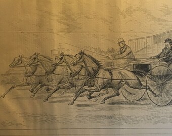 The Rival Teams- Mr. Work's "Dick Swiveller" and "Edward" and Mr. Vanderbilt's "Early Rose" and "Aldine.", Harpers Weekly, Oct. 1882, 11 x16