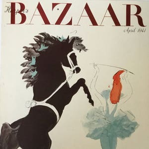 Original Harpers Bazaar  Cover 13” x 9.75”  April 1941 featuring “Brides and Beauty”. Excellent condition with a beautiful illustration