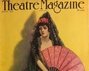 Theatre Magazine Original Cover "Wilda Bennett" (Actress) By Paul Furstenberg, August 1922, 9.75x 12.75 in. Excellent Condition!