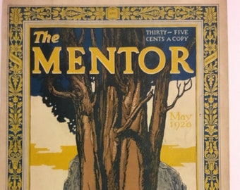 The Mentor Magazine Original Cover "Art, Nature, & Life in Beautiful Paintings" By HM McCormick May 1928, 8.25x11.5 inches, Good Condition!