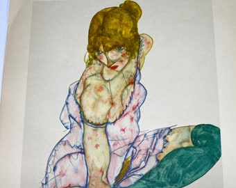 Egon Schiele - Girl in Green Stockings