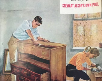 Original Saturday Evening Post "Furniture Project"  Cover, September 21, 1960 by Cyrus H, 10.75 x 13 inches, Good Condition!
