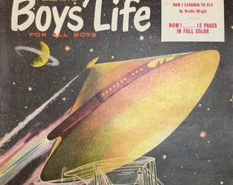 Boys Life Vintage Magazine Cover, October 1953 10.25x13.25 inches, by William Heaslip, Excellent Condition!