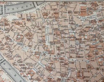 Italian Vintage Map 6x8.25 inches, 1928, Rome, Italy
