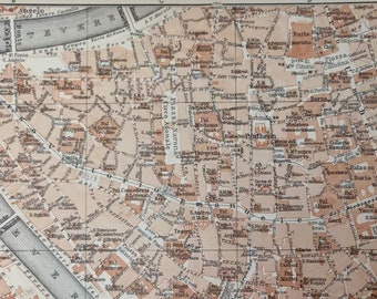 Italian Vintage Map 6x8.25 inches, 1928, Rome, Italy