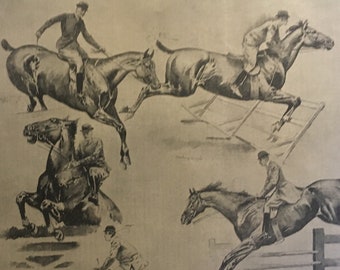 Over, Under, and Through the Timber at the Horse Show, drawn by Frederic Remington, Madison Square Garden, Harper's Weekly, 1892, 11 x16 in.