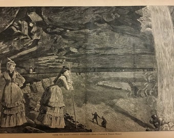 Original Print "Under The Falls, Catskills Mountains (From Painting by Winslow Homer), Harper's Weekly, Sept 14, 1872, 11x16 in.