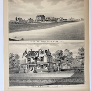 Gravure originale de 1878 de Spring Lake, New Jersey