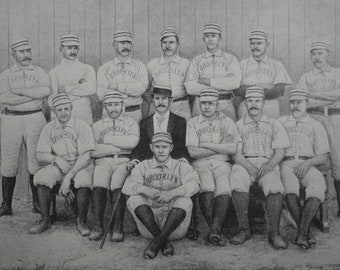 Brooklyn Ball Club, National League. Rare Vintage Print and Article Featured in ‘The Illustrated American’. Dated May 3, 1890.