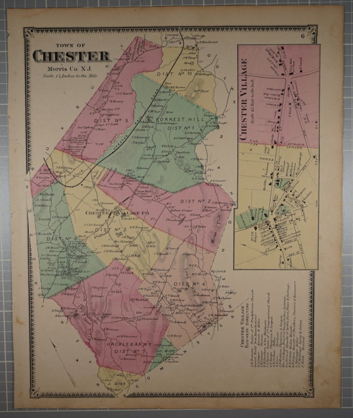 Original 1868 Map of Chester New Jersey by F.W. Beers and Etsy