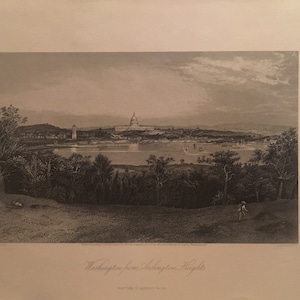 Washington from Arlington Heights, vintage, 1873, 9 x 11.25 inches, by William Cullen Bryant, Editor, Washington D.C., United States
