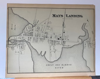 Original 1878 Map of Mays Landing, New Jersey