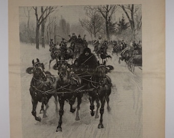 Sleighing in Central Park - drawn by T. De Thulstrup