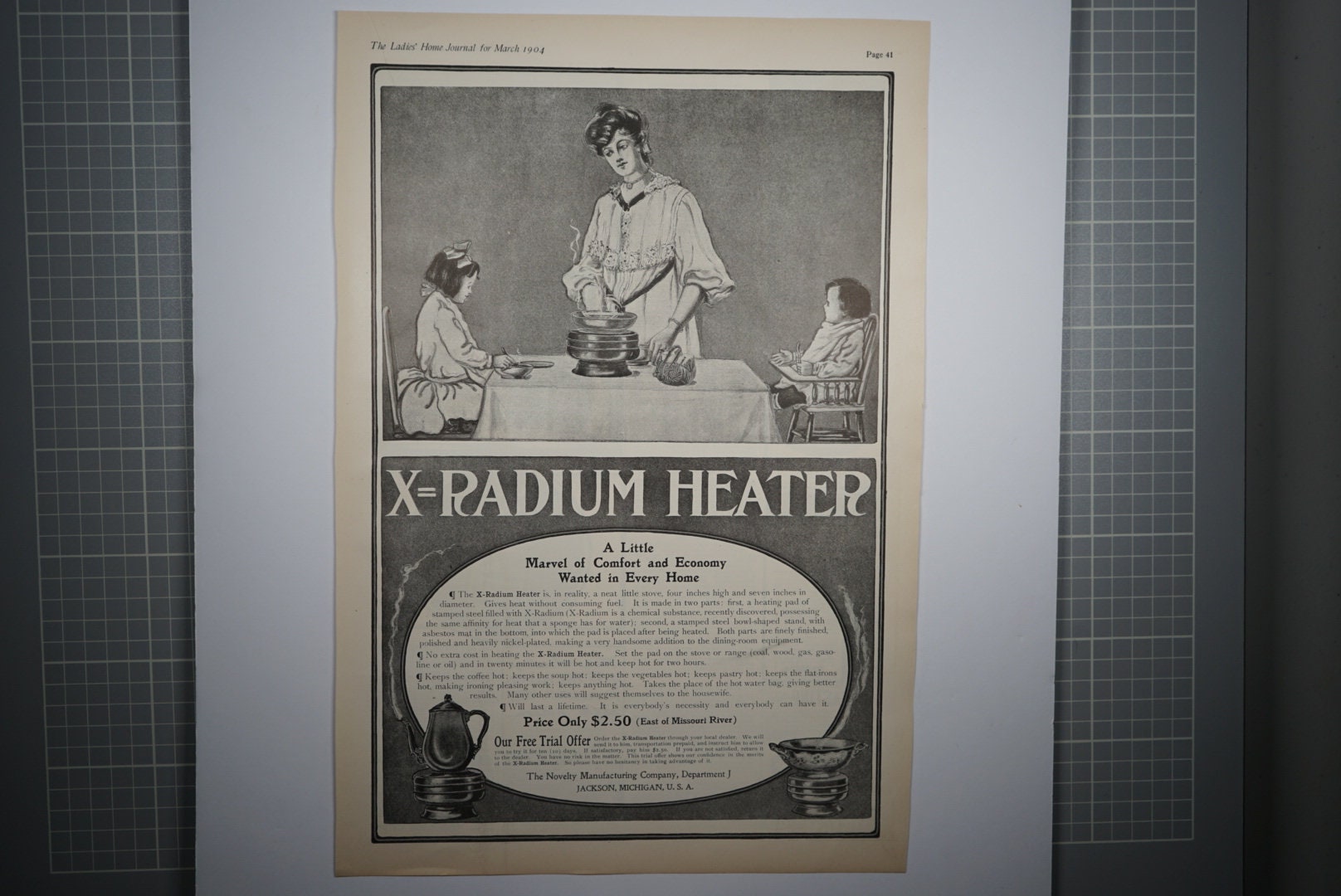 X=Radium Heater. Vintage Advertisement Featured in The Ladies Home