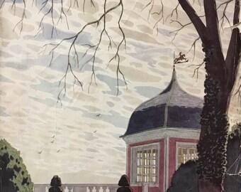 House & Garden Original Cover (Winter Gazebo) Jan 1926, Conde Nast Pub. 9.5x12.5 in., Good Condition (Ripped Edges)