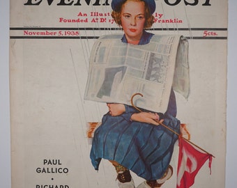 Saturday Evening Post cover 1938 Soggy Sports Fan