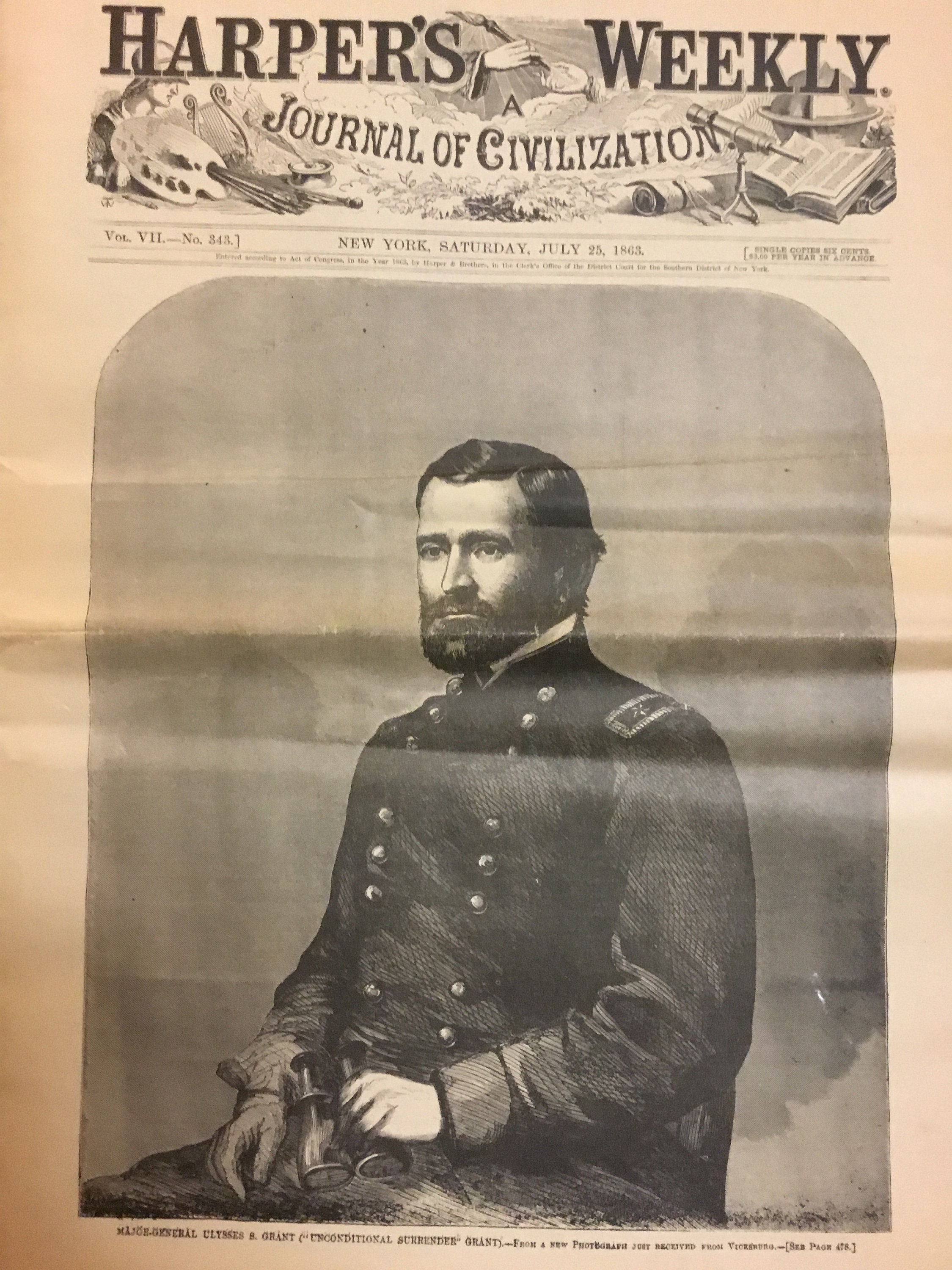 Original Political Cartoon Print & Newspaper General Ulysses S. Grant