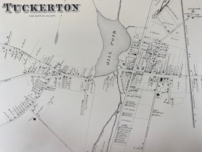 Original 1878 Map of Tuckerton New Jersey Etsy