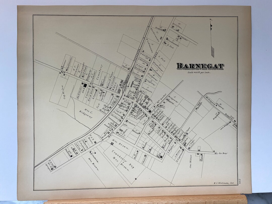 Original 1878 Map of Barnegat New Jersey Etsy