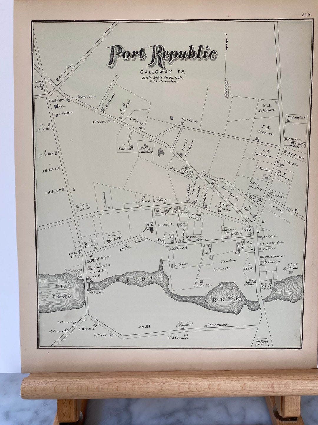 Original 1878 Map of Port Republic, New Jersey Etsy