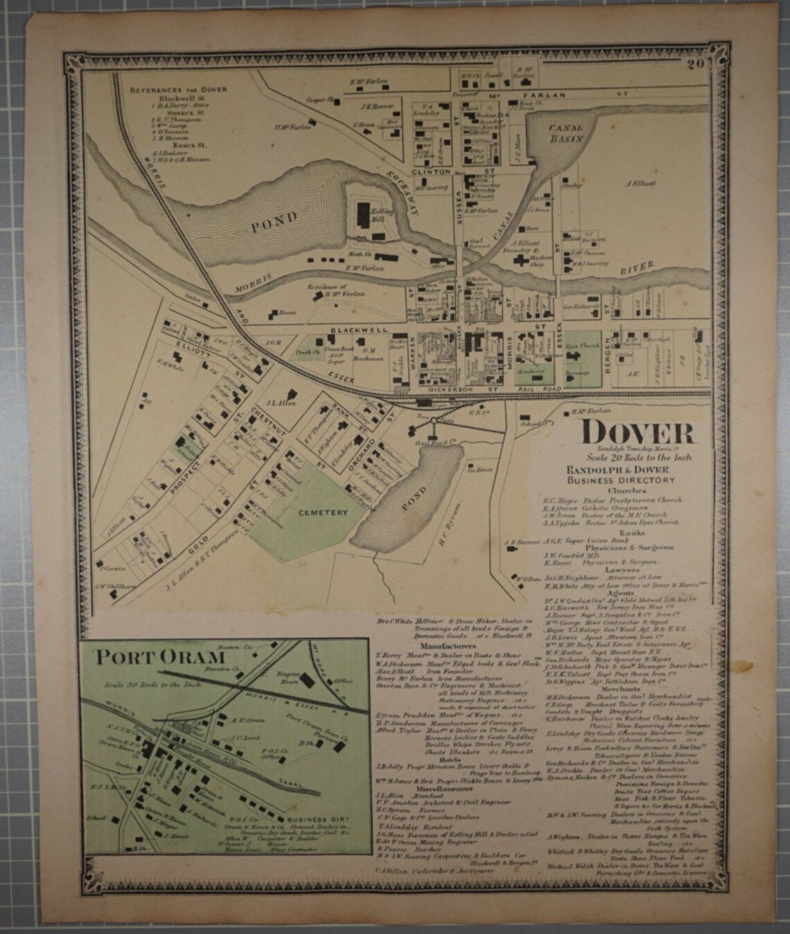 This is an Original 1868 Map of Dover NJ Morris County by F. Etsy